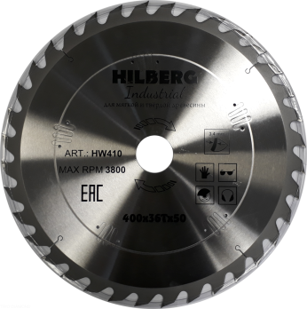 Диск пильный Hilberg Industrial Дерево 400*50*36Т HW410