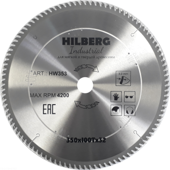 Диск пильный Hilberg Industrial Дерево 350*32*100Т HW353