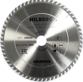 Диск пильный Hilberg Industrial Дерево 400*50*60Т HW420