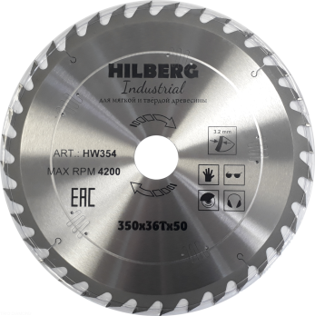 Диск пильный Hilberg Industrial Дерево 350*50*36Т HW354