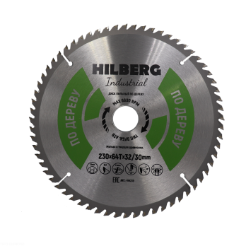 Диск пильный Hilberg Industrial Дерево 230*32/30*64Т HW239