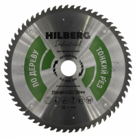 Диск пильный Hilberg Industrial Дерево тонкий рез 250*32/30*64Т HWT259_1