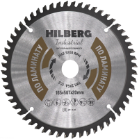 Диск пильный Hilberg Industrial Ламинат 165*20*56Т HL165_0