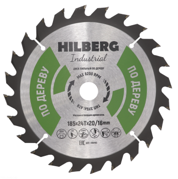 Диск пильный Hilberg Industrial Дерево 185*20/16*24Т HW185