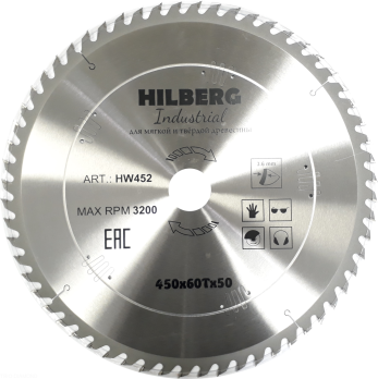 Диск пильный Hilberg Industrial Дерево 450*50*60Т HW452