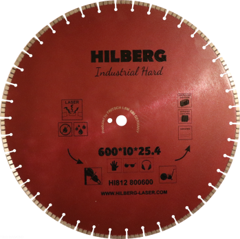 Диск алмазный отрезной 600*25,4*12 Hilberg Industrial Hard HI812