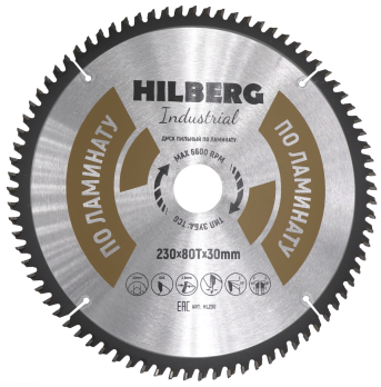 Диск пильный Hilberg Industrial Ламинат 230*30*80Т HL230