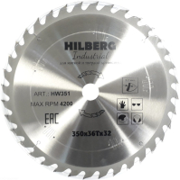 Диск пильный  Hilberg Industrial Дерево 350*32*36Т HW351_0