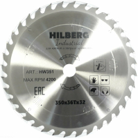 Диск пильный  Hilberg Industrial Дерево 350*32*36Т HW351_1