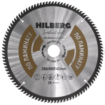 Диск пильный Hilberg Industrial Ламинат 250*30*100Т HL250