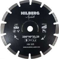 Диск алмазный отрезной 230*10*25,4 Hilberg Hard Materials Лазер асфальт HM305_0